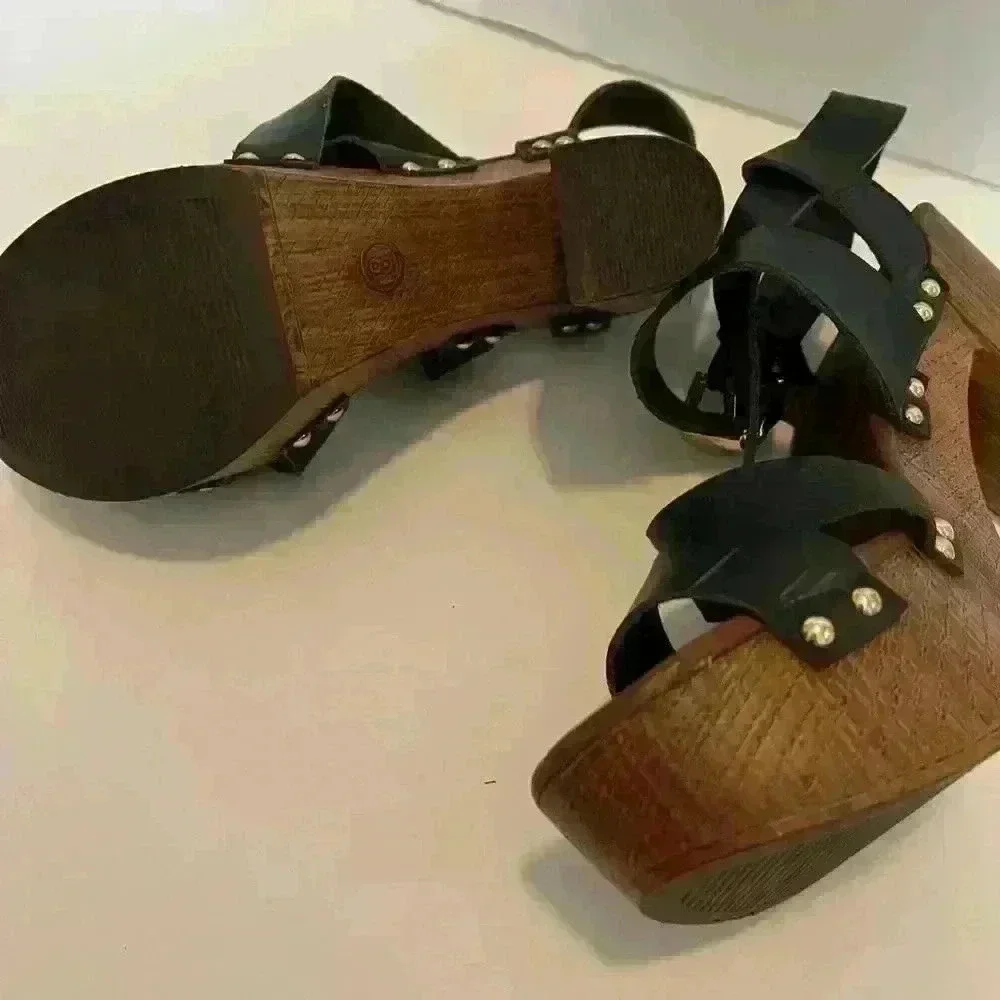 Mossimo Supply Caitlin Black Quarter Strap High Heel Sandals Shoes Size 8